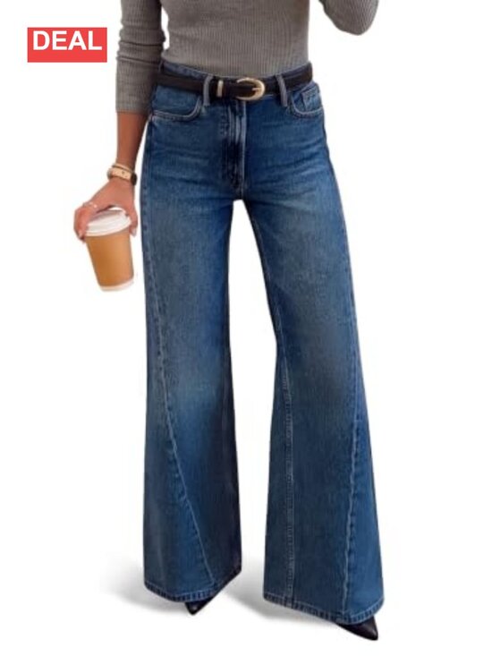 Denim - High Waisted Flare Jeans Stretchy Wide Leg Denim Pants